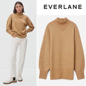 Everlane The Cozy-Stretch Pullover Sweater Wool Yak Camel Tan High Neck XS